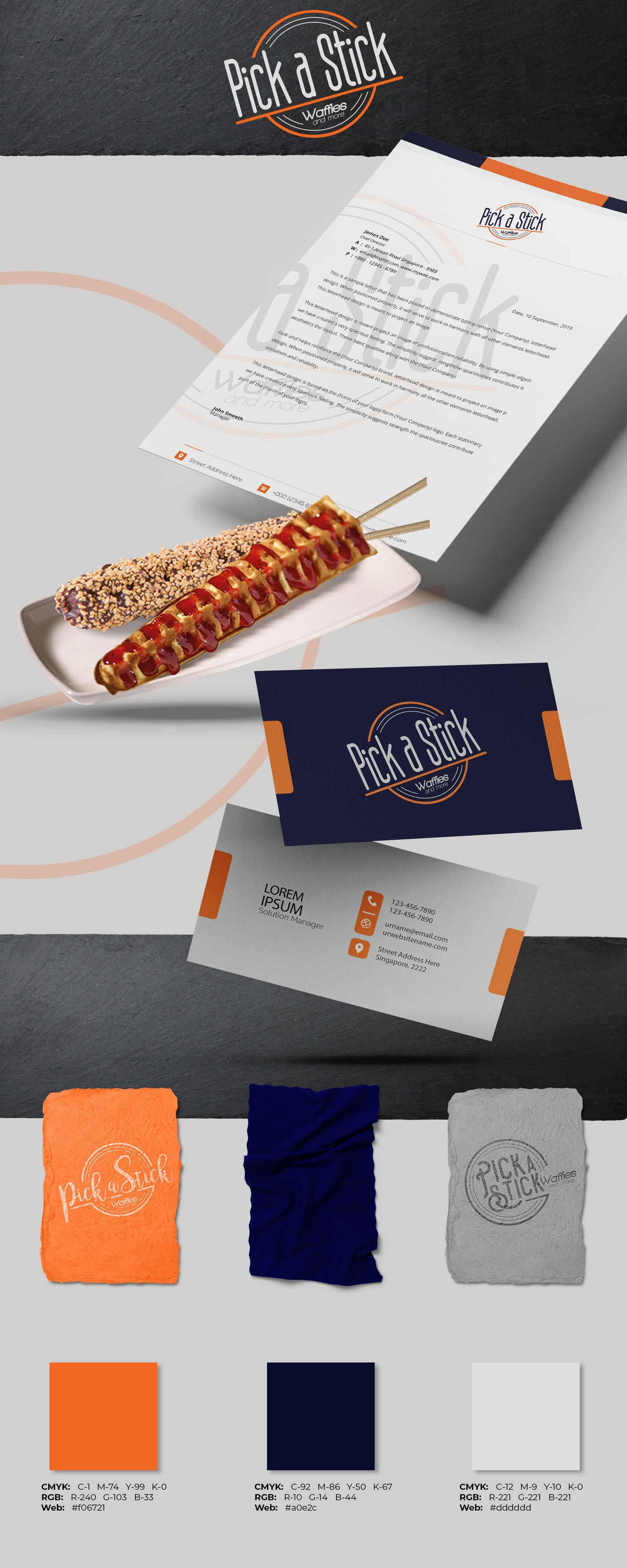 Waffle store branding and business card design